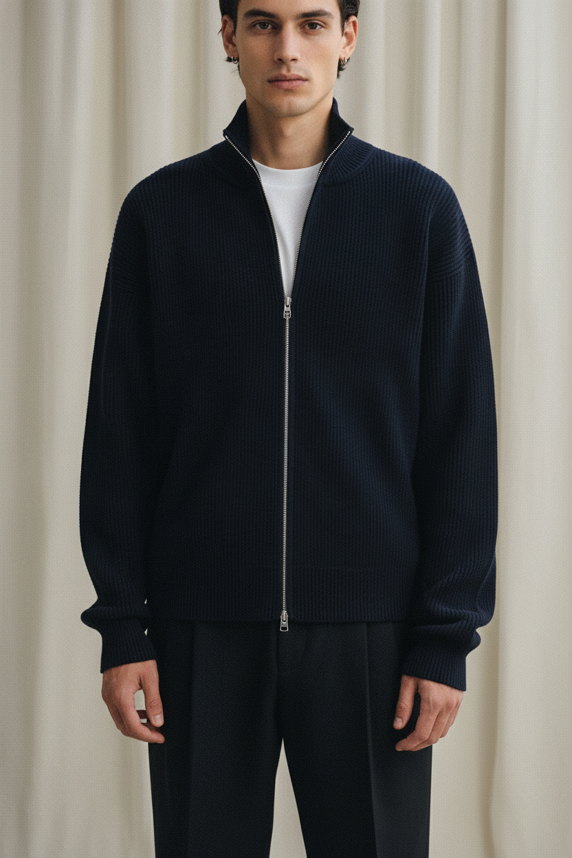 The Essential Ribbed Zip Cardigan