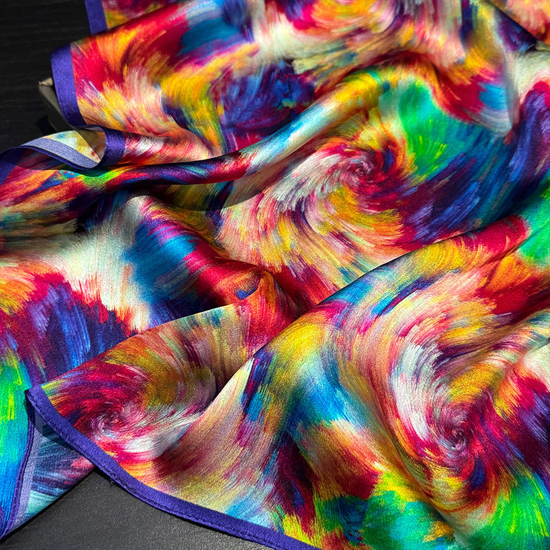 【100% Soie】Écharpe Élégante Et Colorée