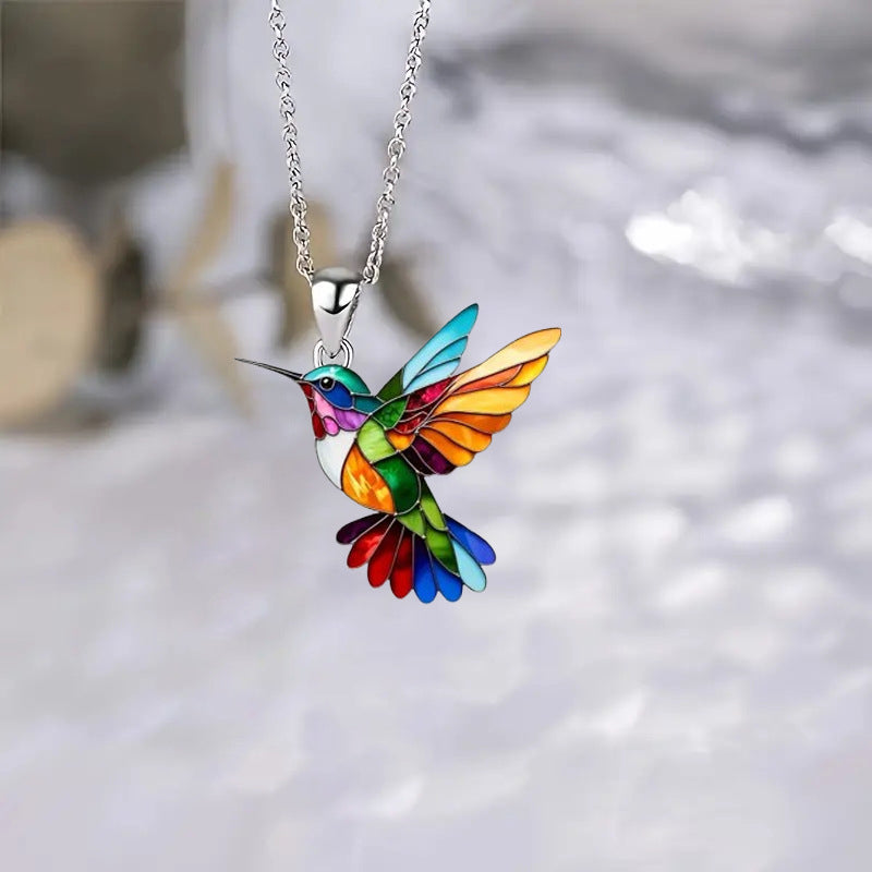 Collier Vintage Oiseau Coloré