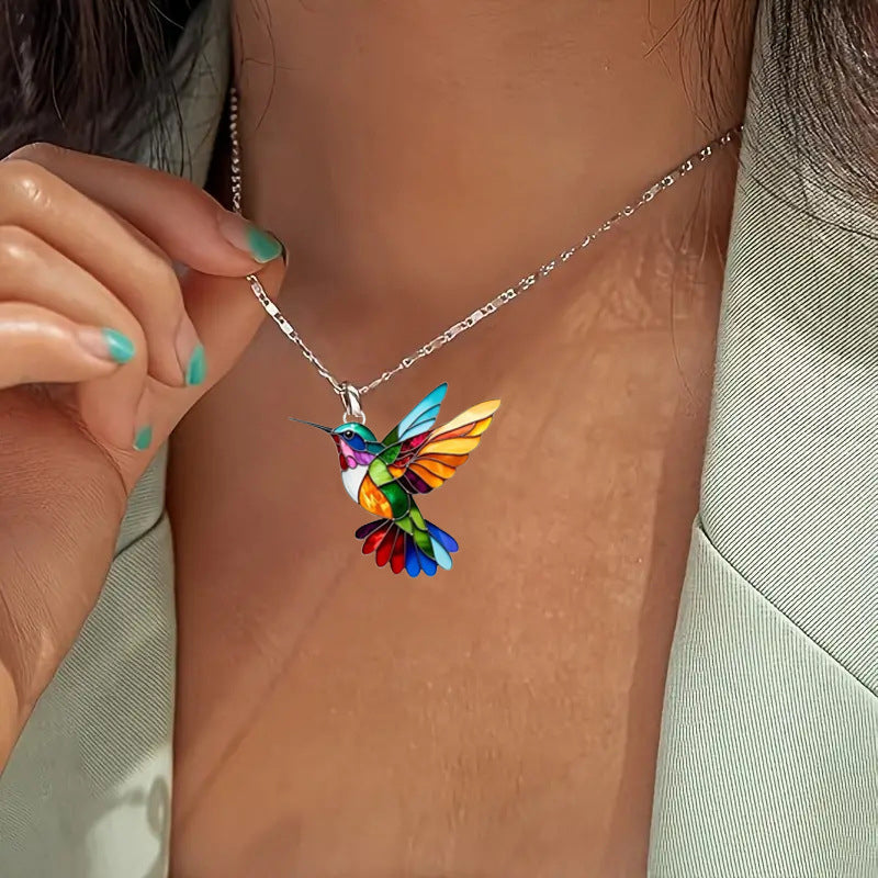 Collier Vintage Oiseau Coloré