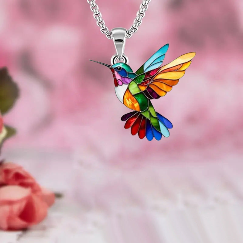 Collier Vintage Oiseau Coloré