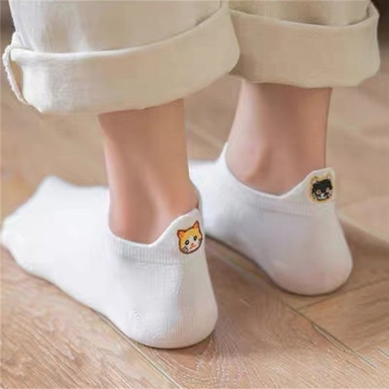 Chaussettes Décontractées À Broderie Chat