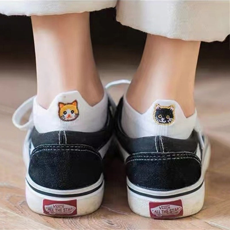 Chaussettes Décontractées À Broderie Chat