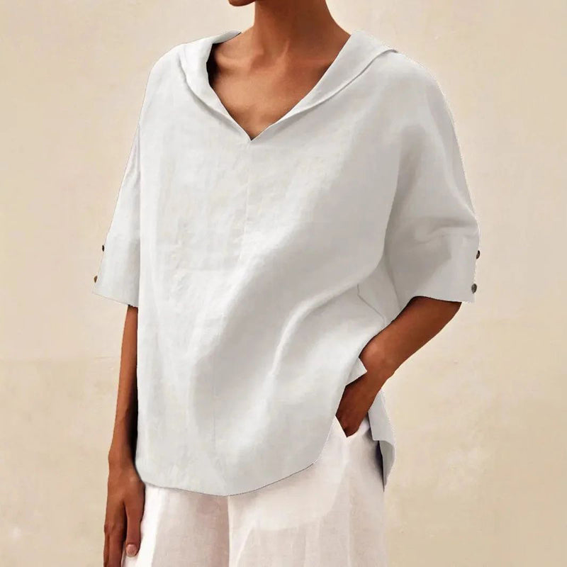 Blouse Décontractée De Couleur Unie