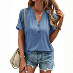 Blouse Décontractée De Couleur Unie