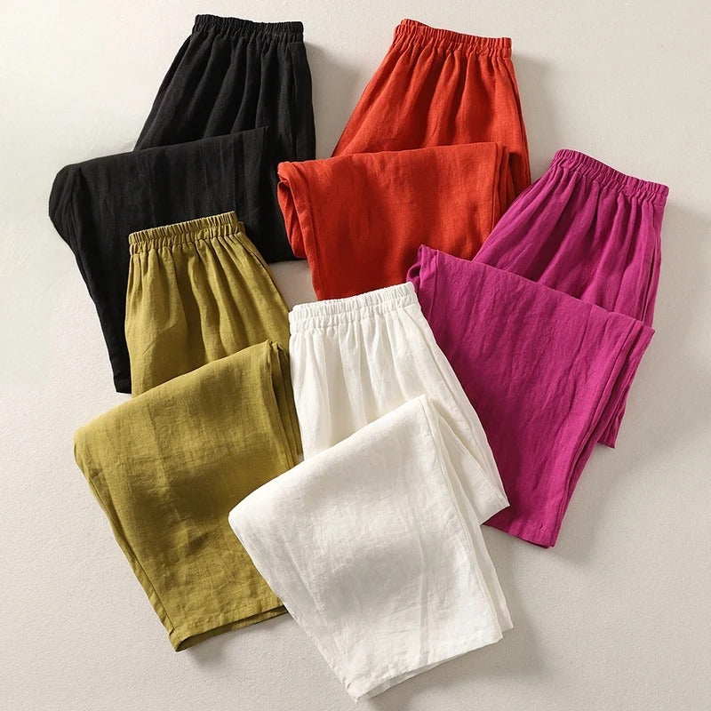 Amalia™ — Pantalon fluide en coton et lin