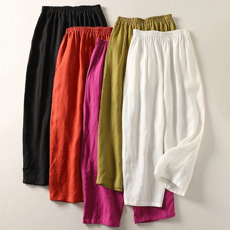 Amalia™ — Pantalon fluide en coton et lin