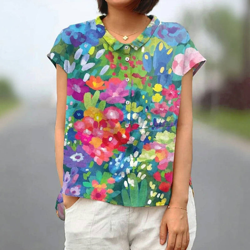 Blouse Décontractée À Imprimé Coloré