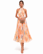 Auréliane™ — Robe midi fluide à imprimé artistique raffiné