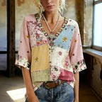 Blouse Vintage À Imprimé Floral