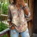 【Manches Longues】Blouse Vintage À Imprimé Floral