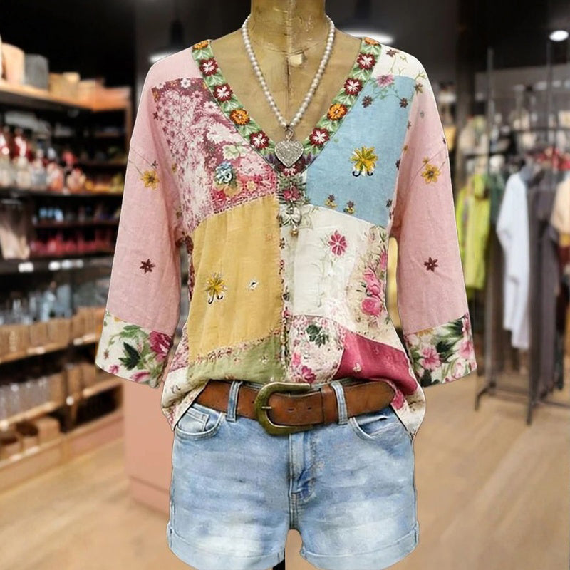 Blouse Vintage À Imprimé Floral