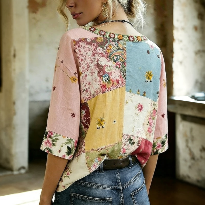 Blouse Vintage À Imprimé Floral