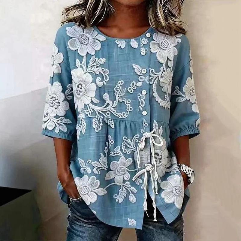 Blouse Vintage À Imprimé Floral