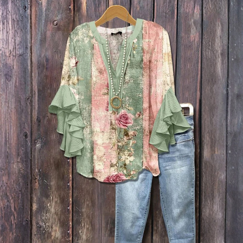 Blouse Vintage À Imprimé Floral