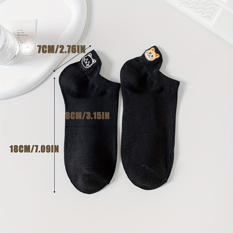 Chaussettes Décontractées À Broderie Chat