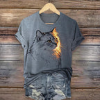 T-Shirt Décontracté À Imprimé Chat