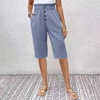 【Coton Et Lin】Pantalon Décontracté De Couleur Unie