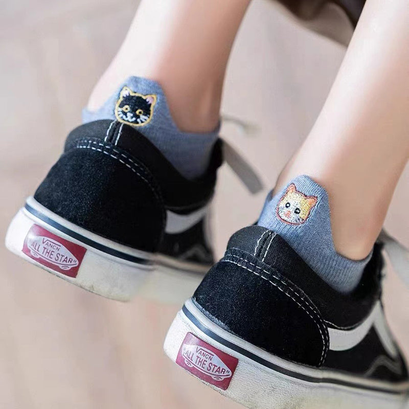 Chaussettes Décontractées À Broderie Chat