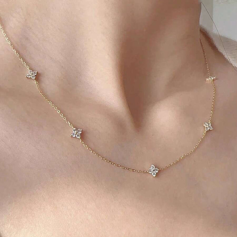 Collier Vintage De Trèfle À Quatre Feuilles