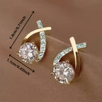 Boucles d'oreilles en puce avec croix dorée et zirconiums