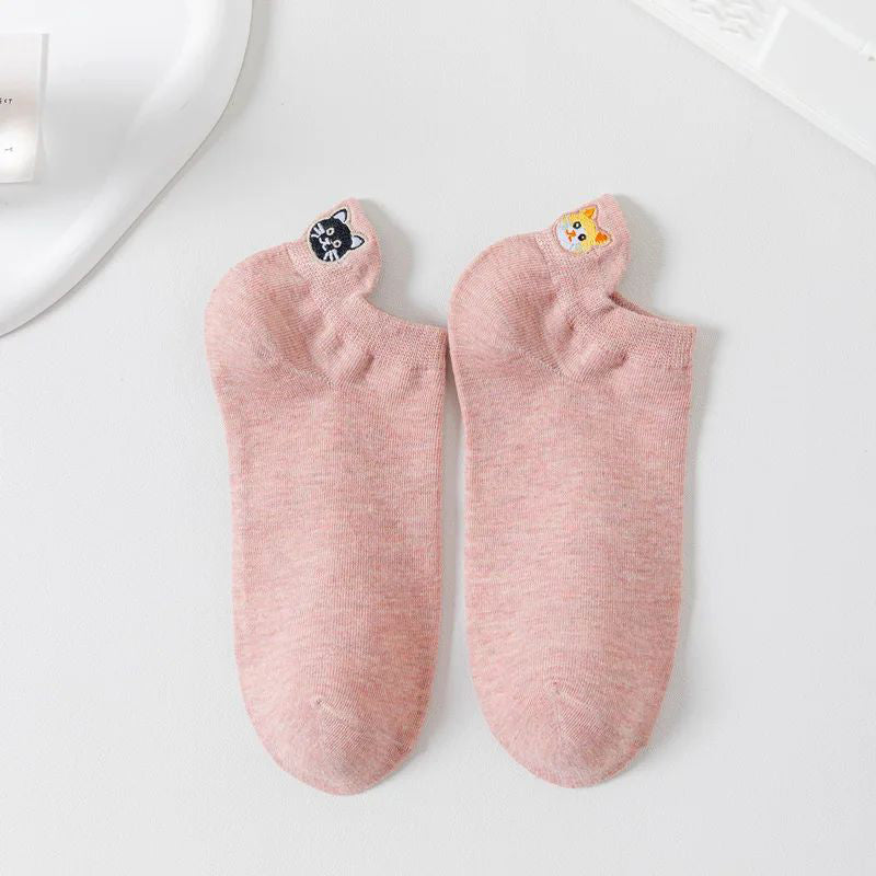 Chaussettes Décontractées À Broderie Chat