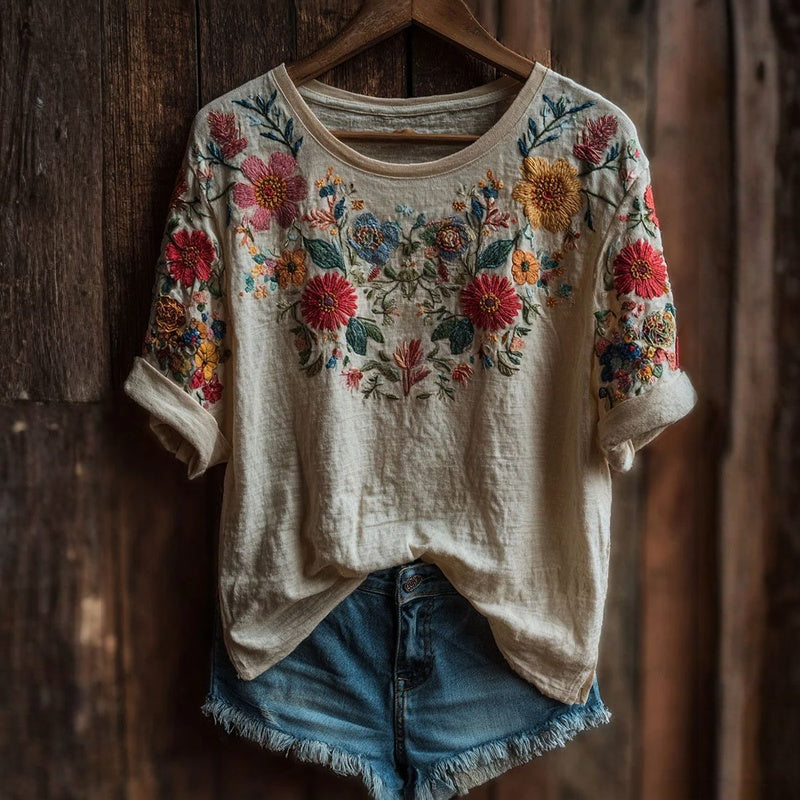 T-Shirt À Imprimé Floral Vintage
