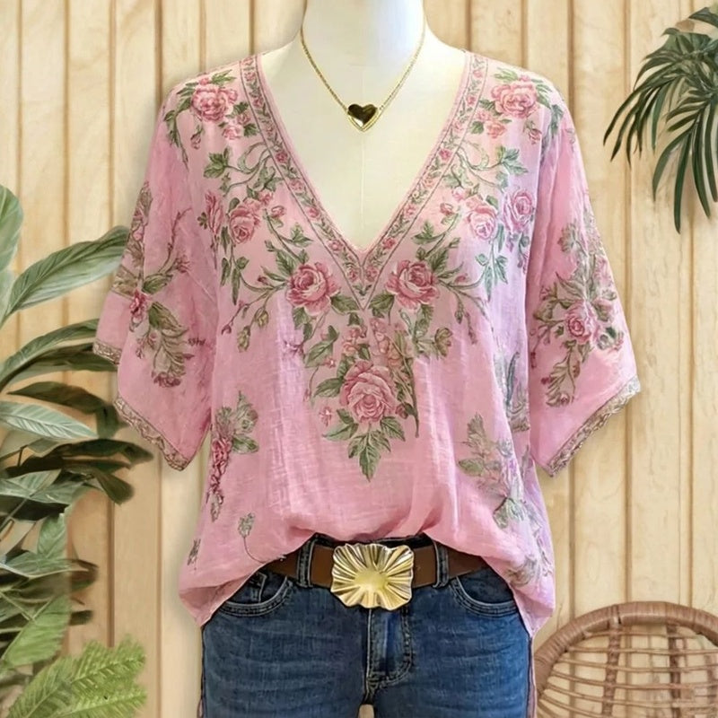 Blouse À Motif Floral Vintage
