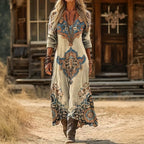 【Manches Longues】Robe De Style Ethnique Vintage