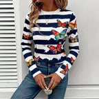 T-Shirt À Rayures Et Imprimé Papillon
