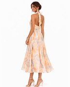 Auréliane™ — Robe midi fluide à imprimé artistique raffiné