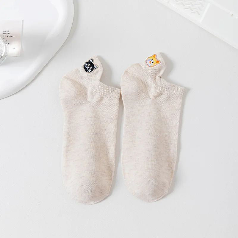 Chaussettes Décontractées À Broderie Chat