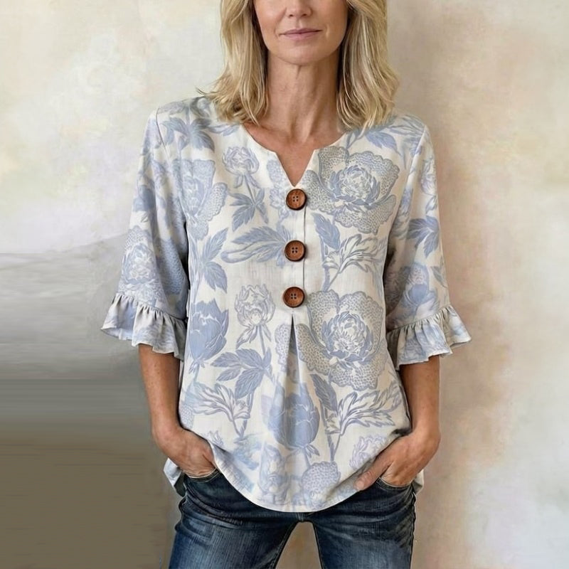 Blouse Vintage À Imprimé Floral