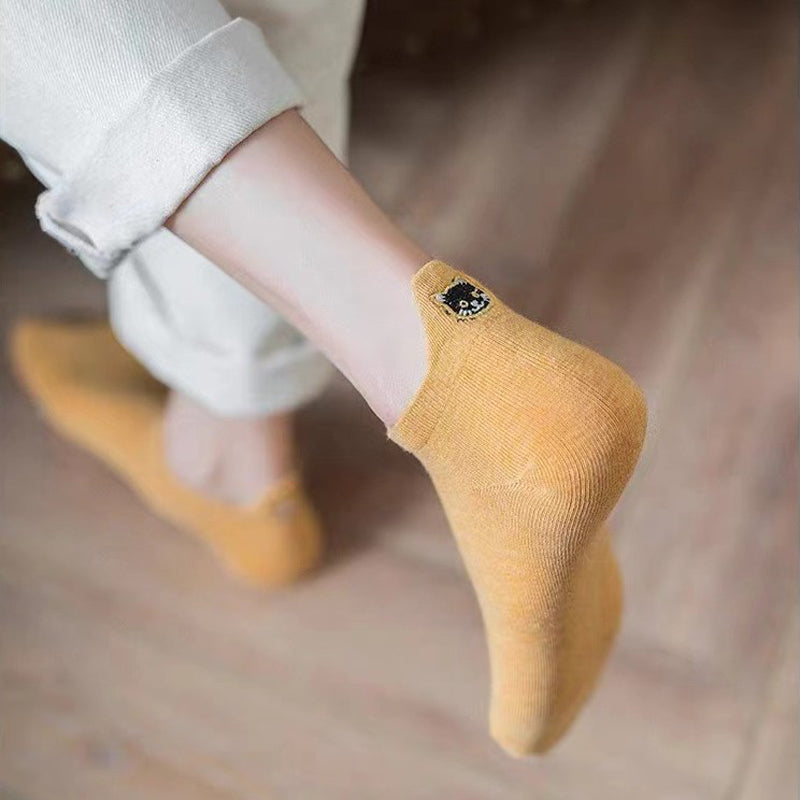 Chaussettes Décontractées À Broderie Chat