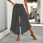 Pantalon Large À Pois Décontracté