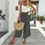 Pantalon Large À Pois Décontracté