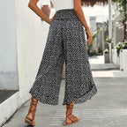 Pantalon Large À Pois Décontracté