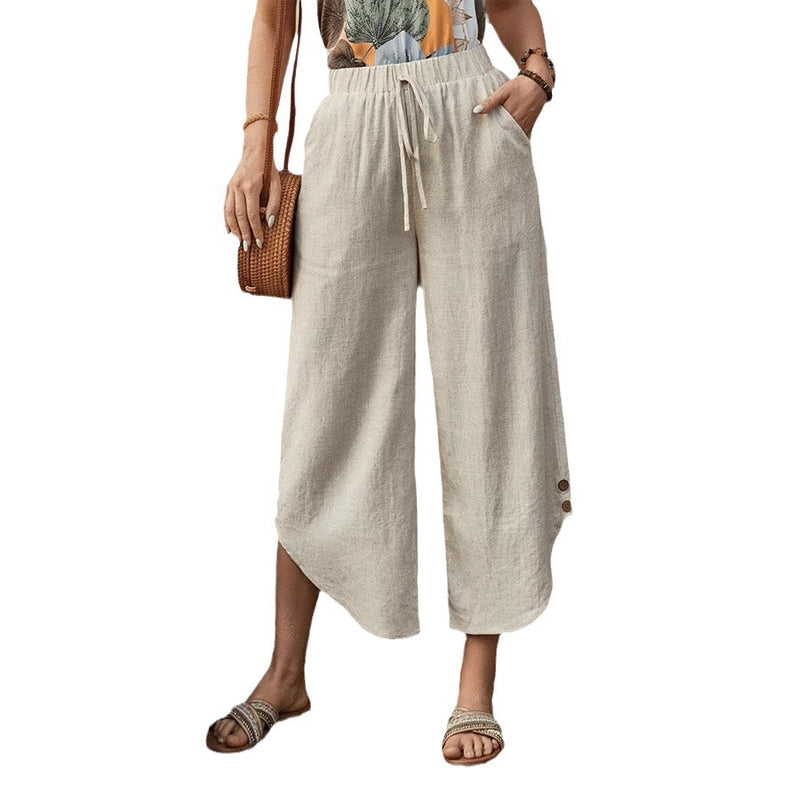 【Coton Et Lin】Pantalon Décontracté Confortable