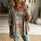 Blouse Vintage À Imprimé Floral