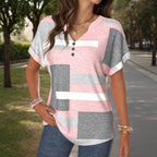 Blouse Décontractée À Blocs De Couleurs