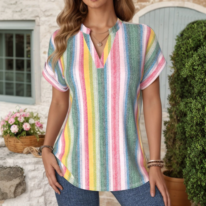 Blouse À Rayures Colorées Vintage