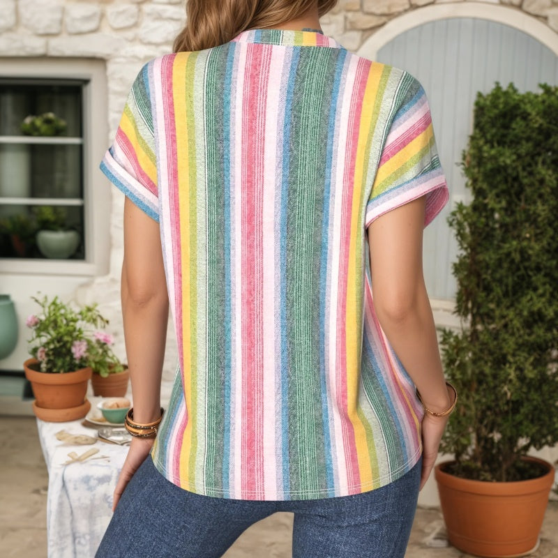 Blouse À Rayures Colorées Vintage