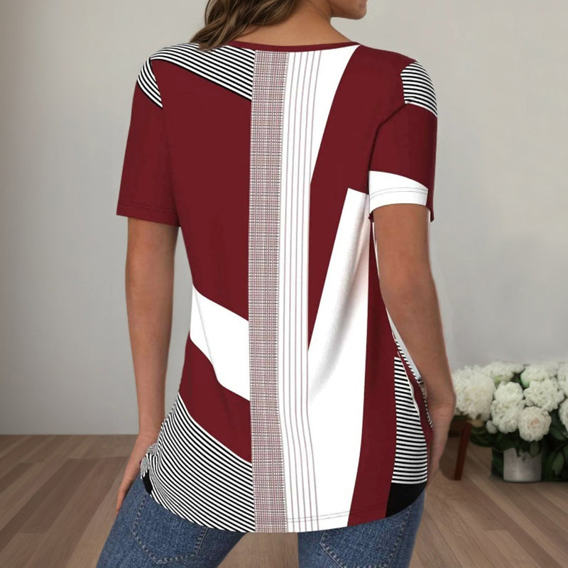 T-Shirt Rayé À Blocs De Couleur