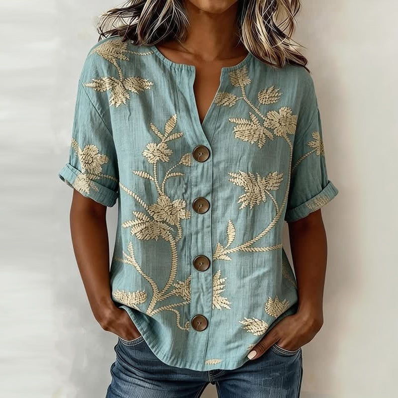 Blouse Vintage À Imprimé Floral