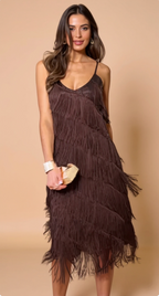 Gisèle™ - Robe festive franges élégance mouvement