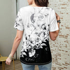 T-Shirt À Fleurs À Blocs De Couleurs