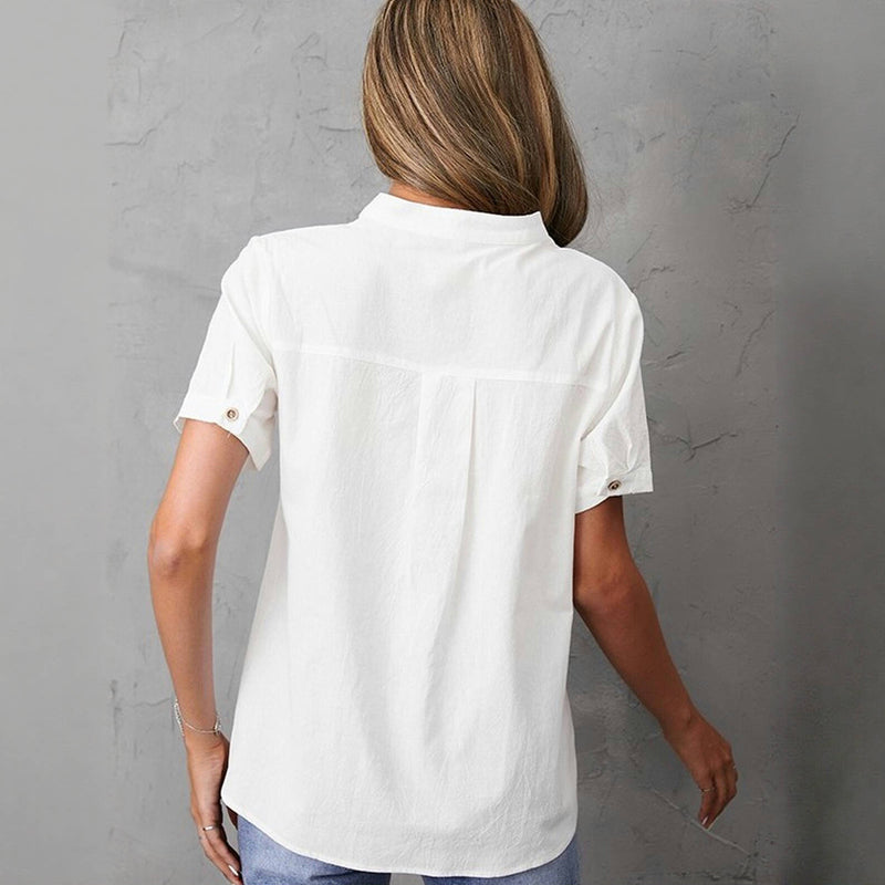 Blouse Décontractée De Couleur Unie