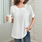 Blouse Décontractée De Couleur Unie