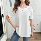 Blouse Décontractée De Couleur Unie